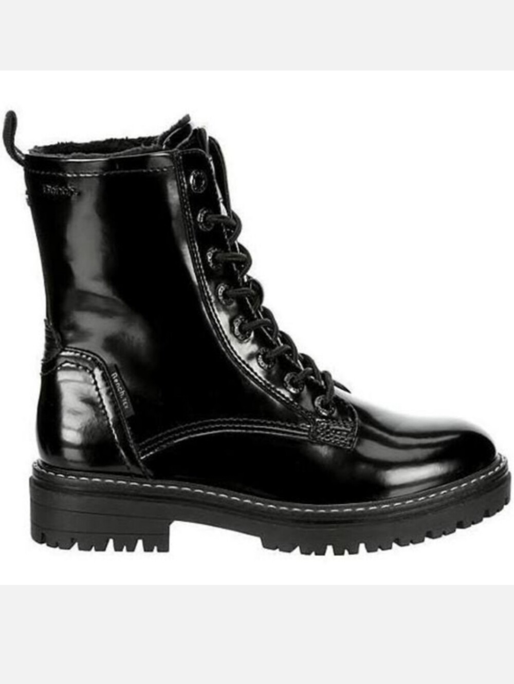 Bench Goth Grunge Emo Streetwear Patent Leather Combat Boots Black Lined Sz 9